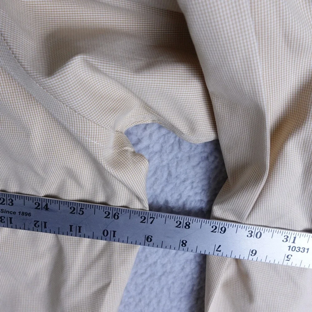 Brooks Brothers Mens 17-34 Traditional Fit Non-Iron Cotton Dress Shirt Tan Check